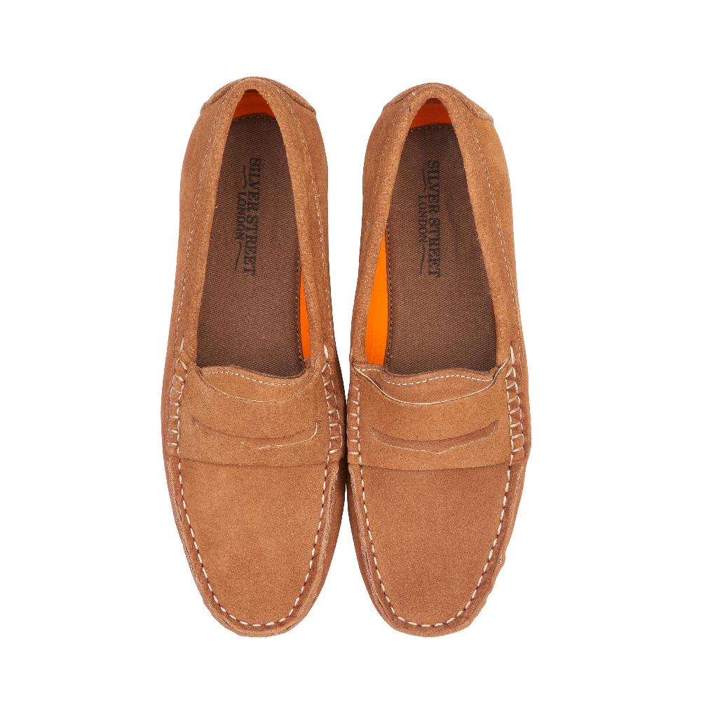 Silver Street London Suede Leather Driving Loafers- Tan