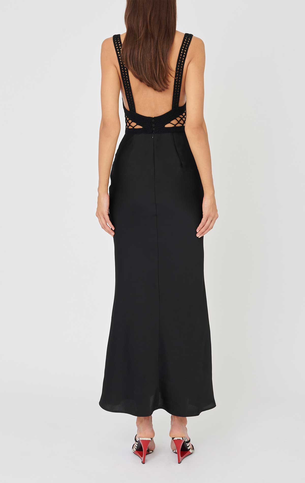 Silvia Astore Calipso Dress Black Crochet And Satin