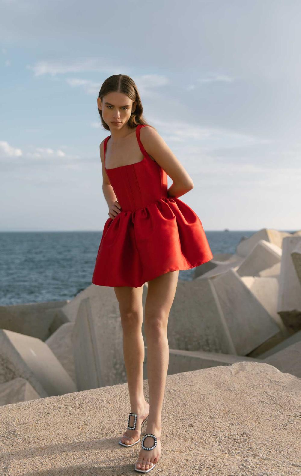 Silvia Astore Annie Dress Red Mikado
