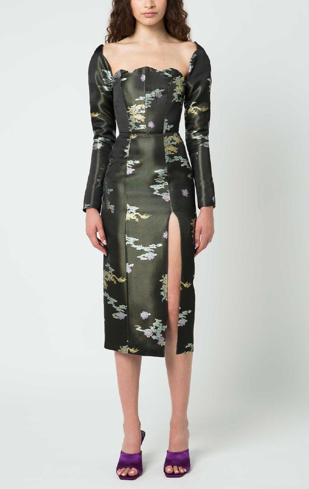 silvia astore Chloe Dress Dragon Jacquard