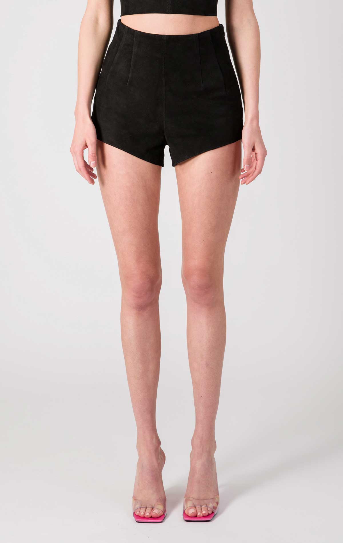 silvia astore Giada Short Pants Black Suede