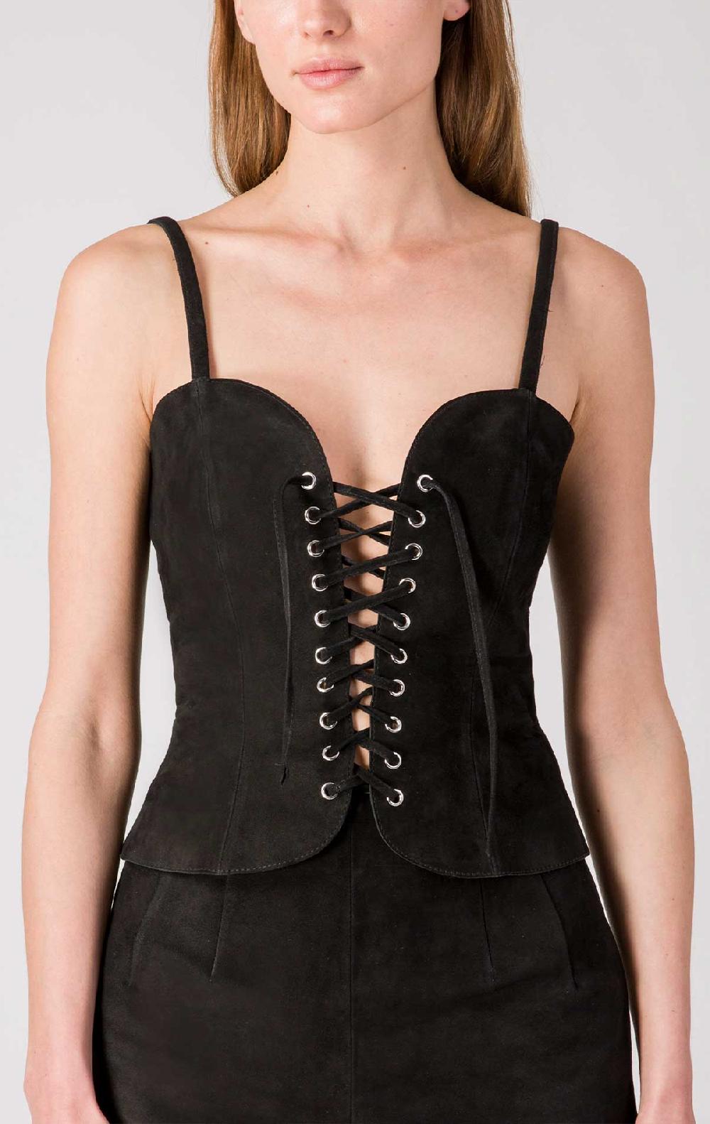 silvia astore Kate Corset Black Suede