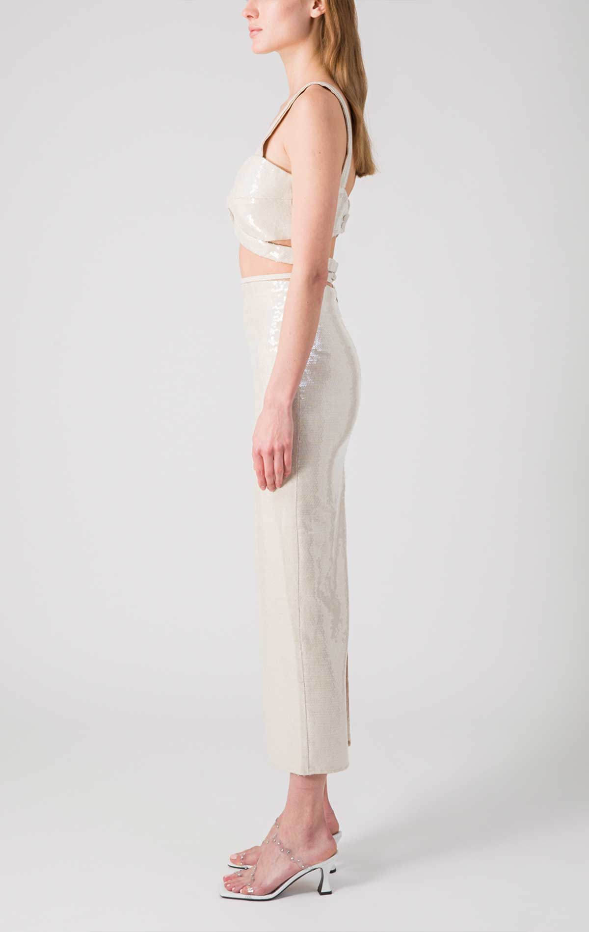 Silvia Astore Lauren Set Sand Linen With Sequins