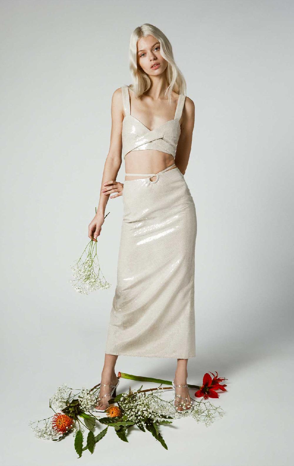 Silvia Astore Lauren Set Sand Linen With Sequins