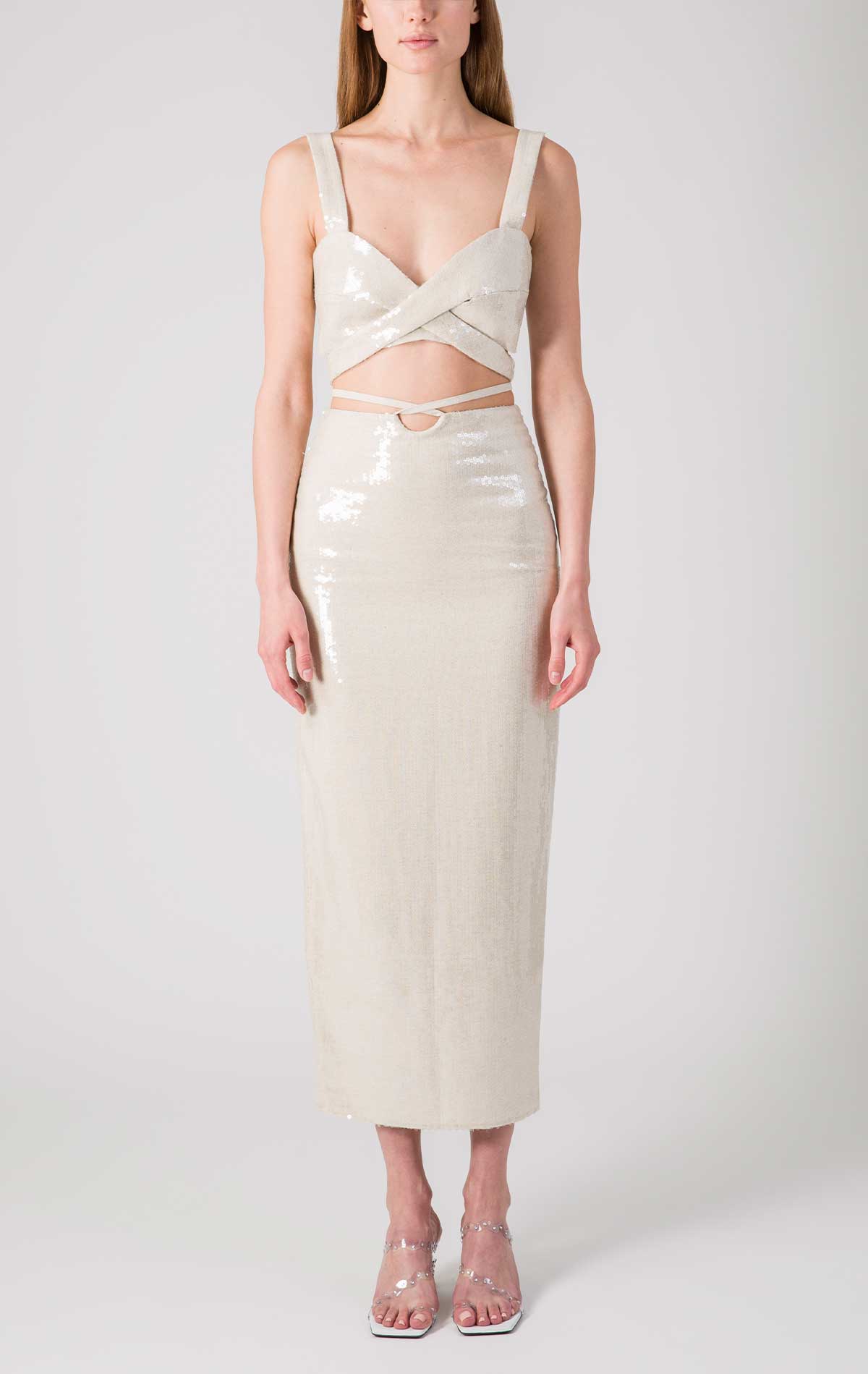 silvia astore Lauren Set sand Linen with Sequins