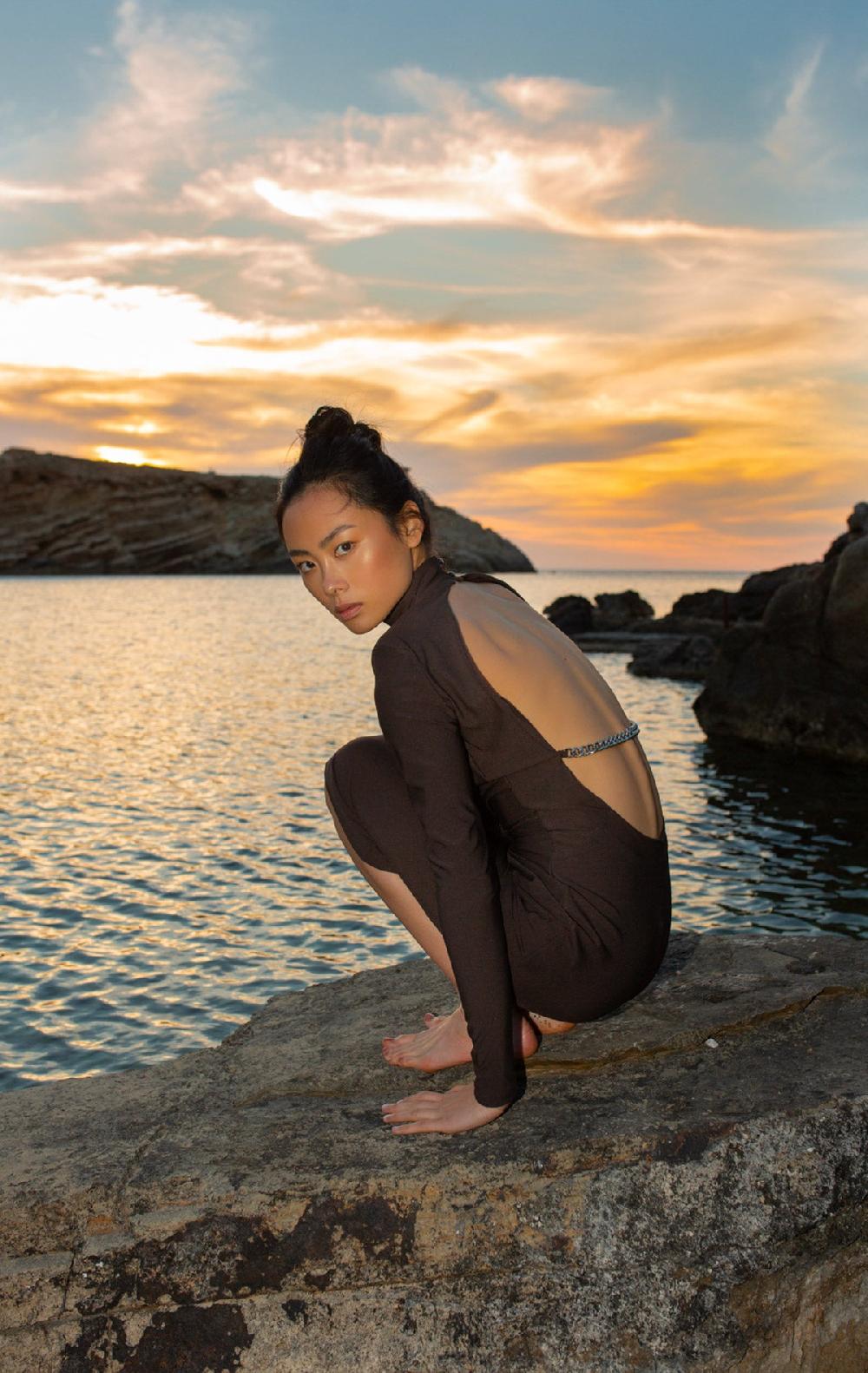 Silvia Astore Malika Dress Choco Brown Lycra