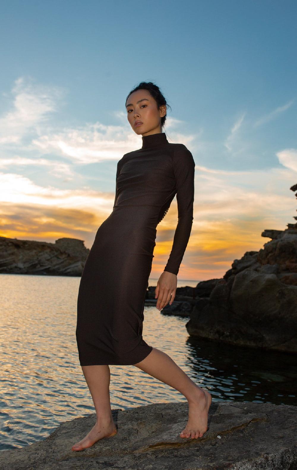 silvia astore Malika Dress Choco brown Lycra