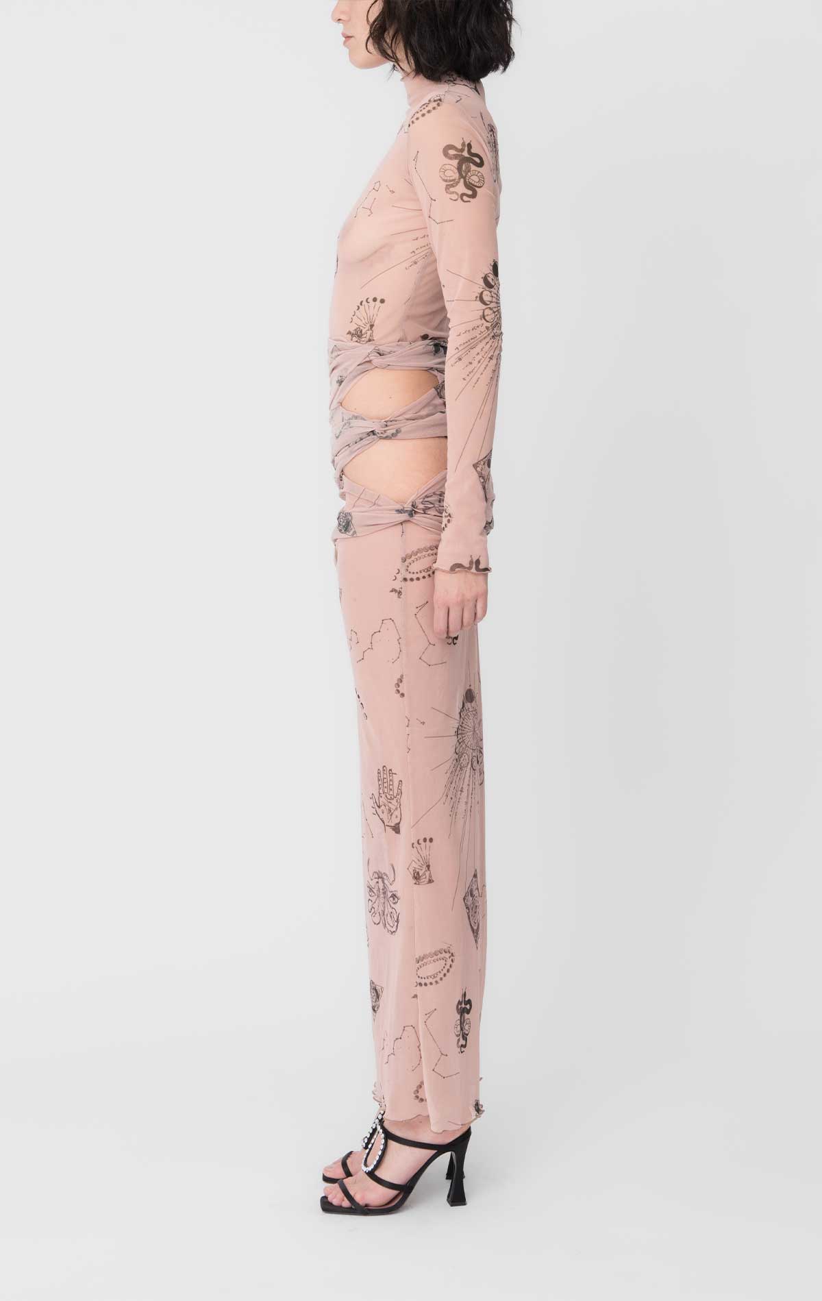 Silvia Astore Nora Dress Nude + Print Mesh