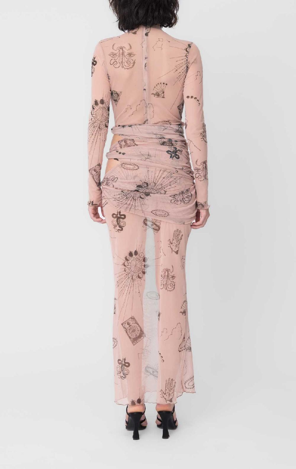 Silvia Astore Nora Dress Nude + Print Mesh
