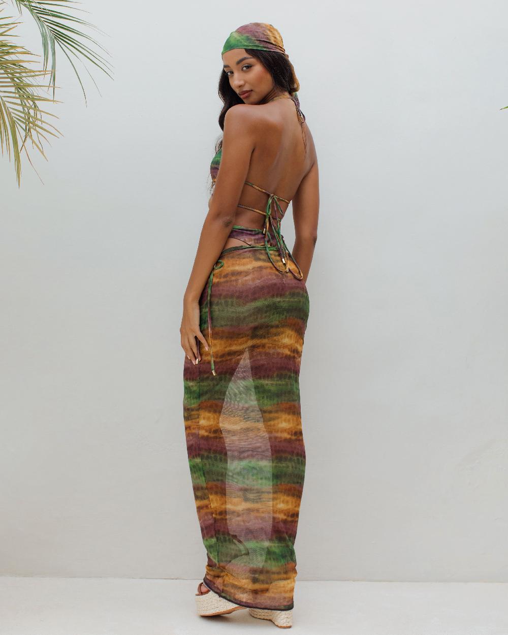 Simmi Animal Print Mesh Maxi Skirt