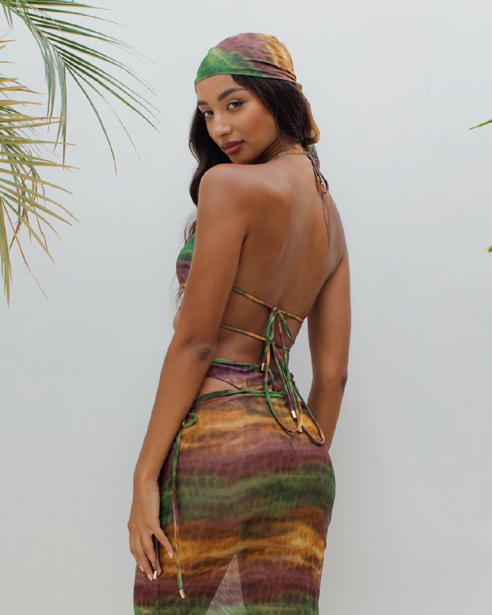 Simmi Animal Print Trim Detail Bikini Top