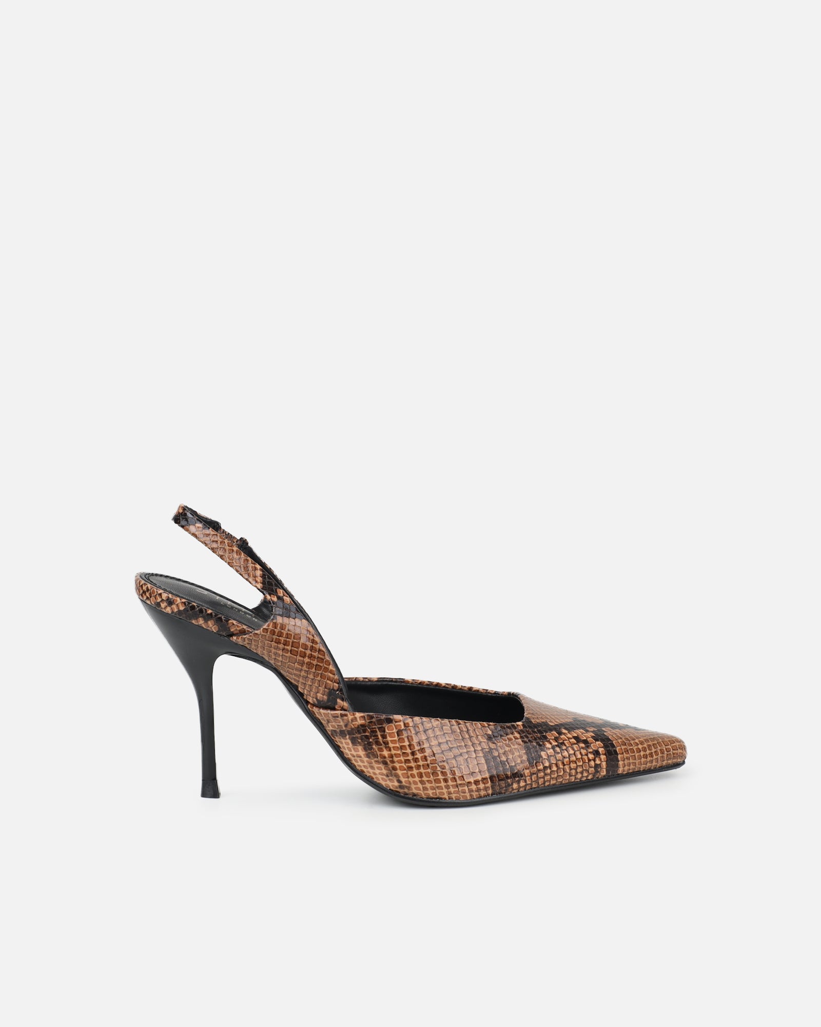 Simmi Beige Snake Effect Sling Back Court Shoes