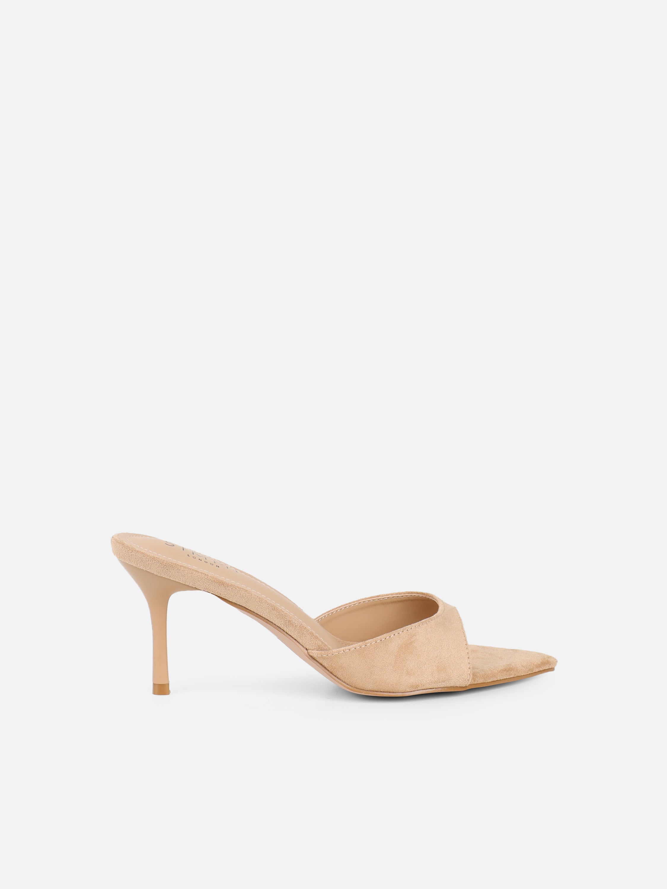 Simmi Beige Suede Peep Toe Heeled Sandals