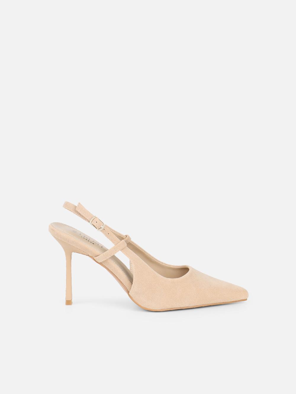 Simmi Beige Suede Slingback Court Shoes