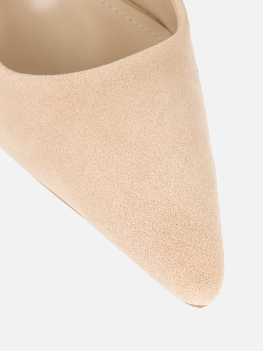 Simmi Beige Suede Slingback Court Shoes