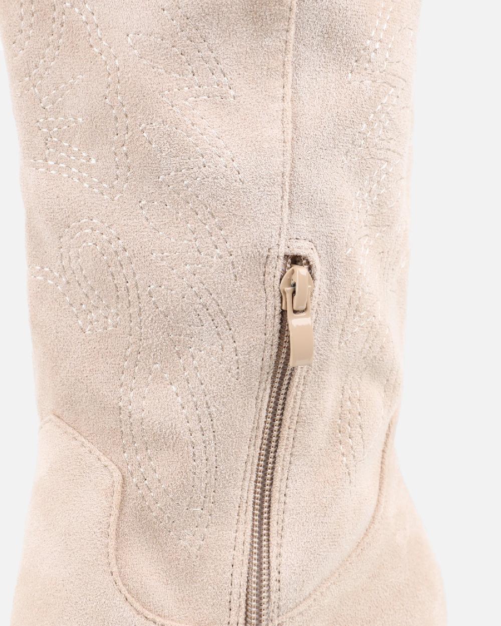 Simmi Beige Western Cowboy Boots