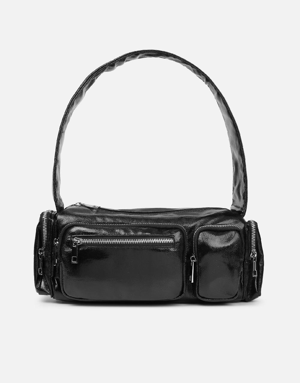 Simmi Black Barrel Utility Shoulder Bag