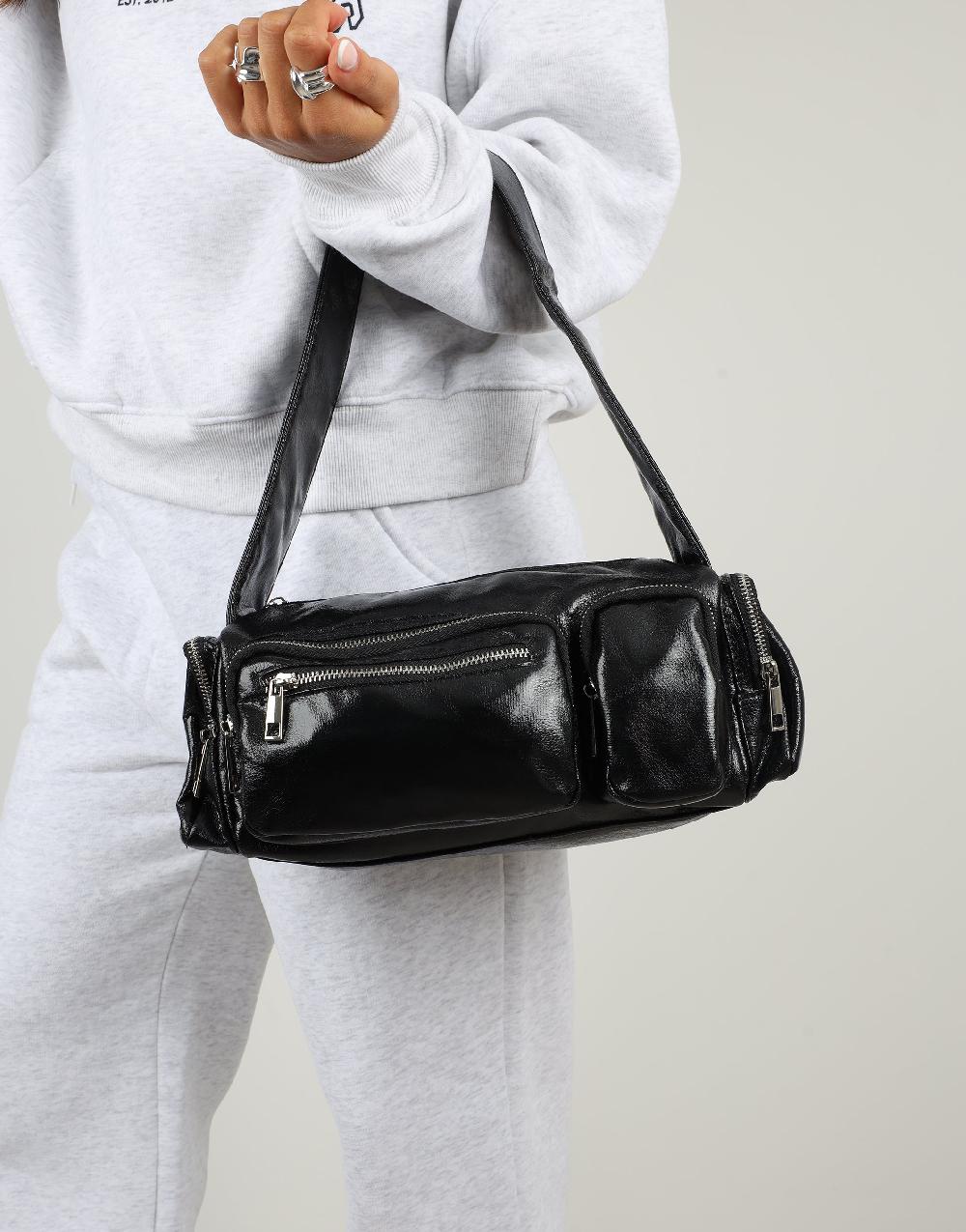 simmi Black Barrel Utility Shoulder Bag