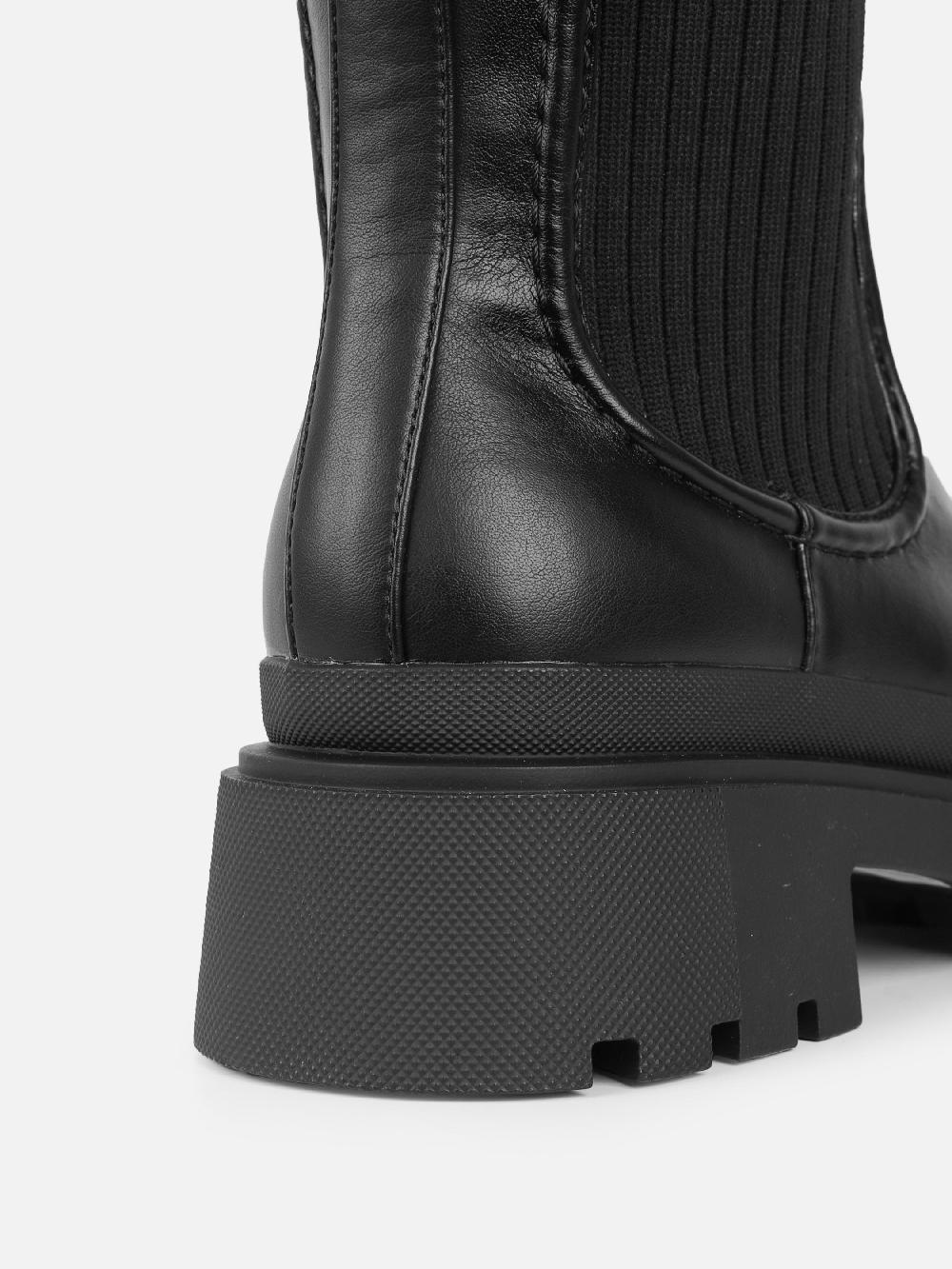 Simmi Black Chunky Ankle Sock Boots