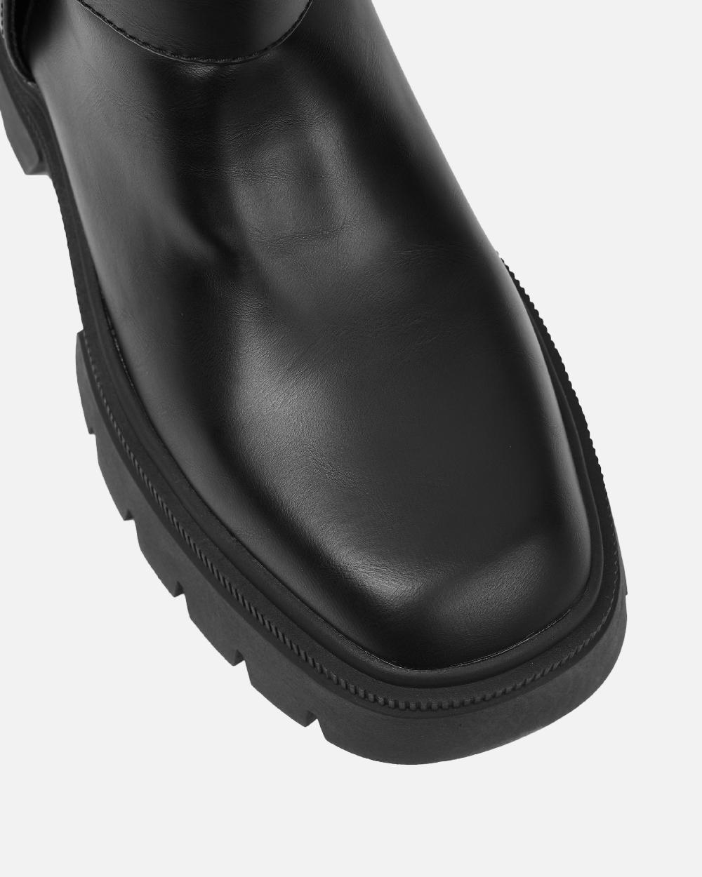 Simmi Black Chunky Biker Boots