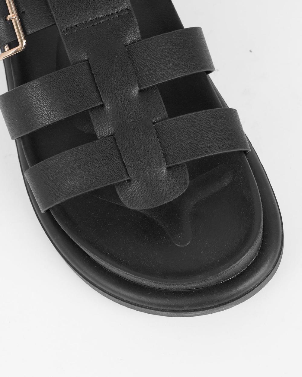 Simmi Black Chunky Footbed Sliders