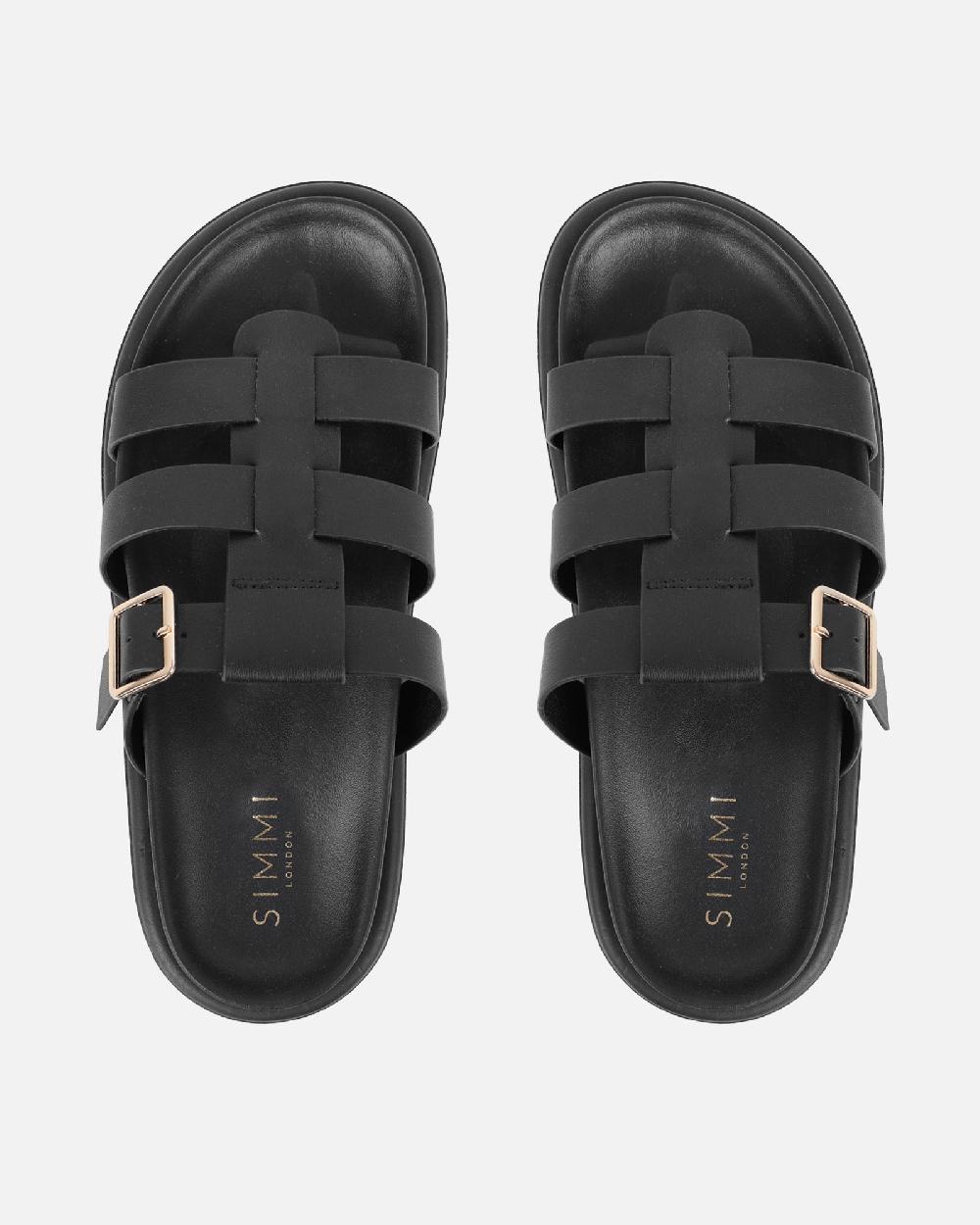 Simmi Black Chunky Footbed Sliders