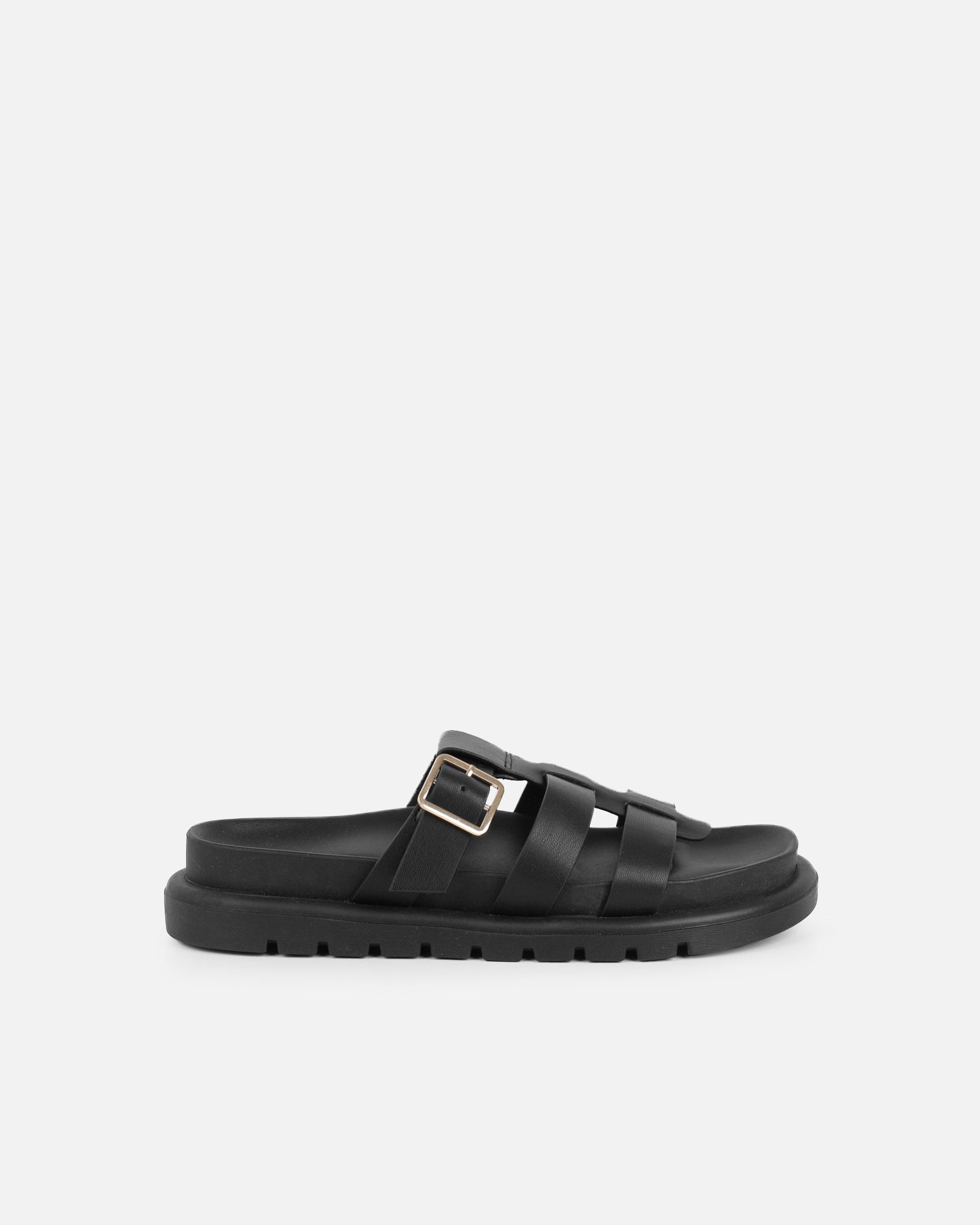 Simmi Black Chunky Footbed Sliders