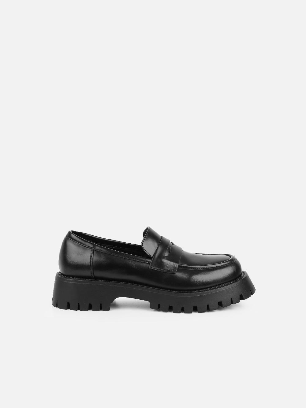 Simmi Black Chunky Penny Loafers
