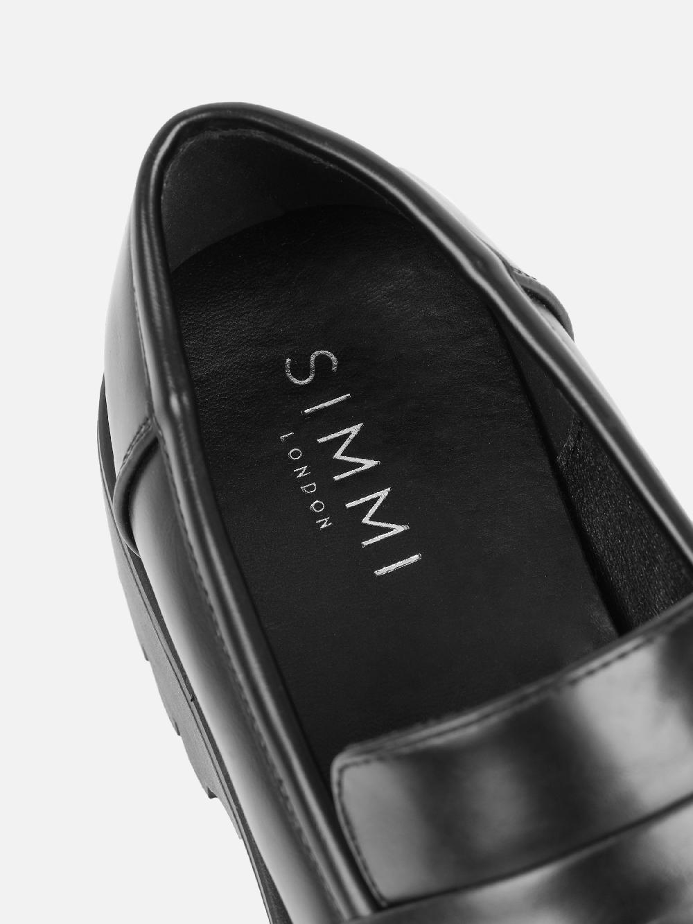 Simmi Black Chunky Penny Loafers
