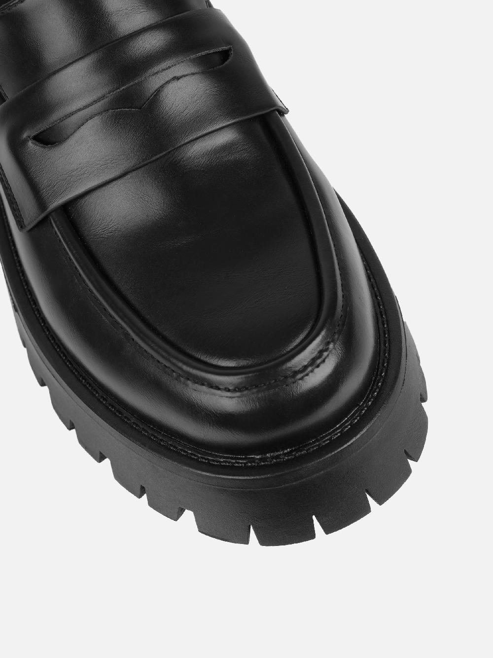 Simmi Black Chunky Penny Loafers