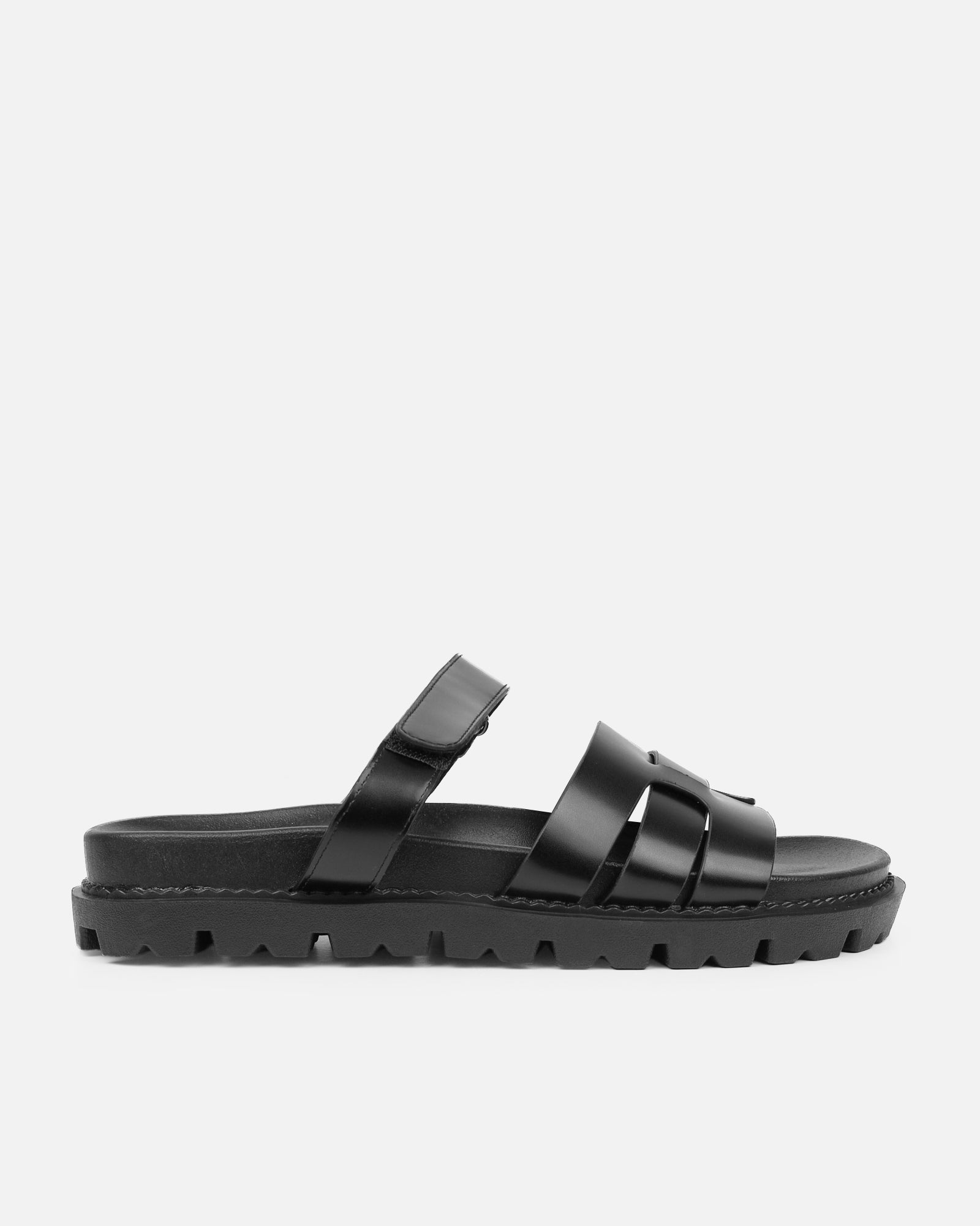 Simmi Black Chunky Strap Footbed Slides