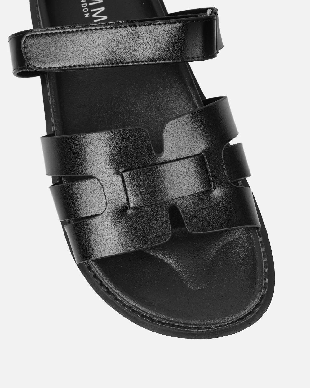 Simmi Black Chunky Strap Footbed Slides