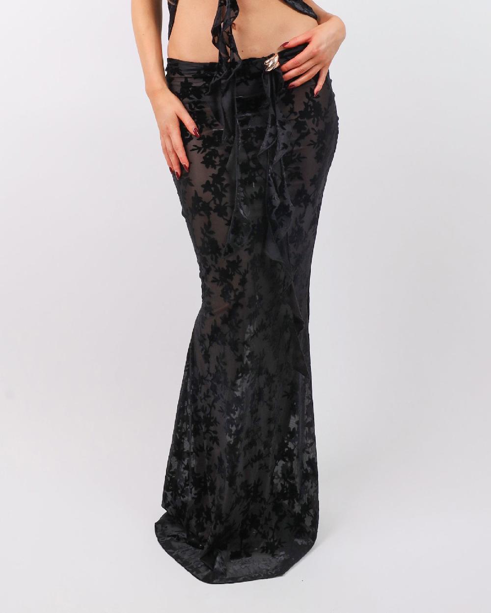 Simmi Black Devore Maxi Skirt