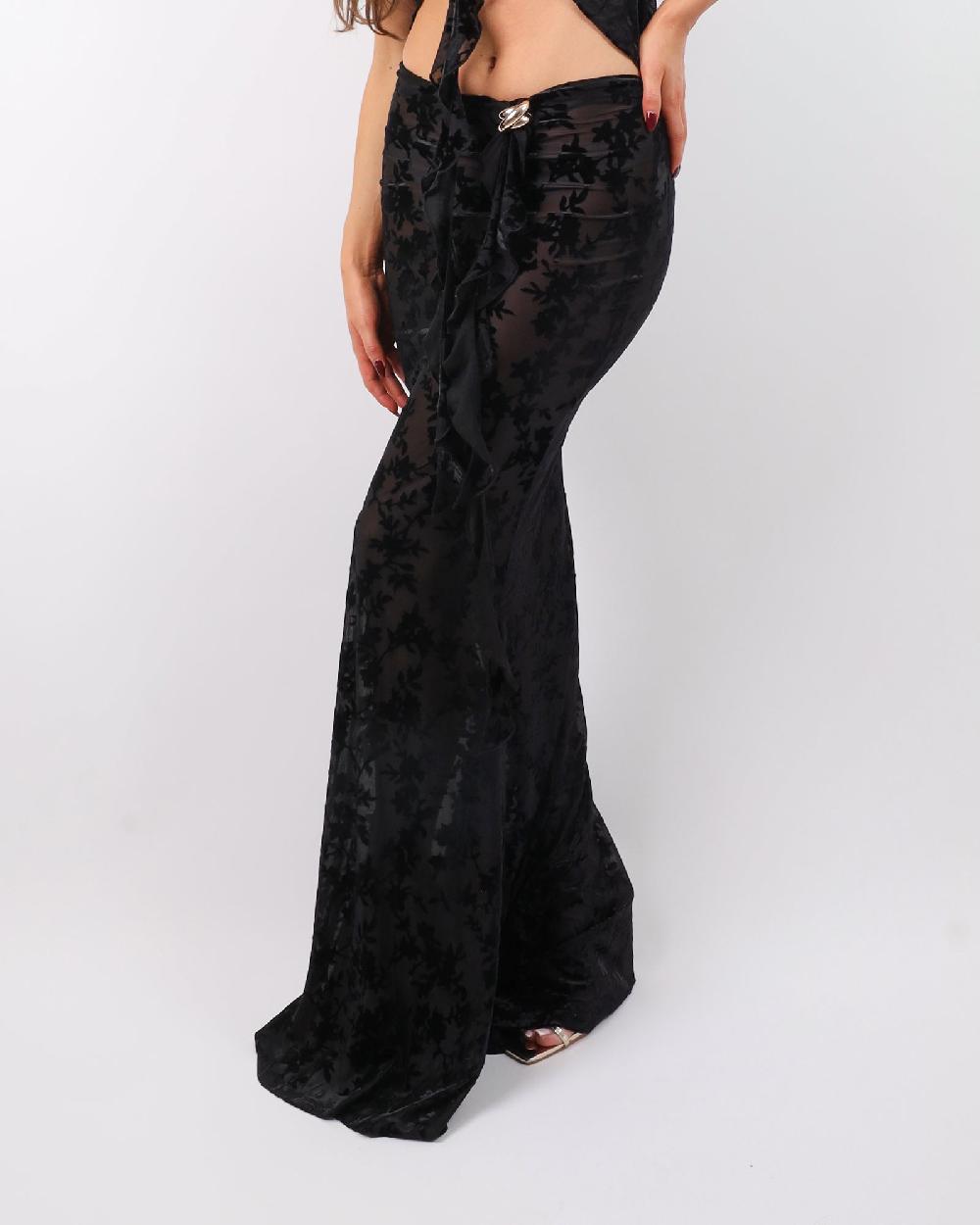 Simmi Black Devore Maxi Skirt
