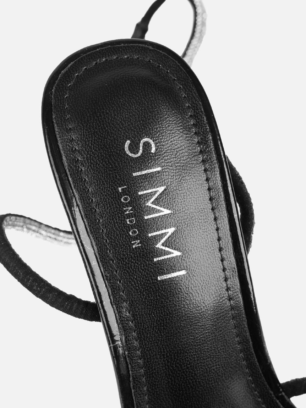 Simmi Black Diamante Knot Heeled Sandals