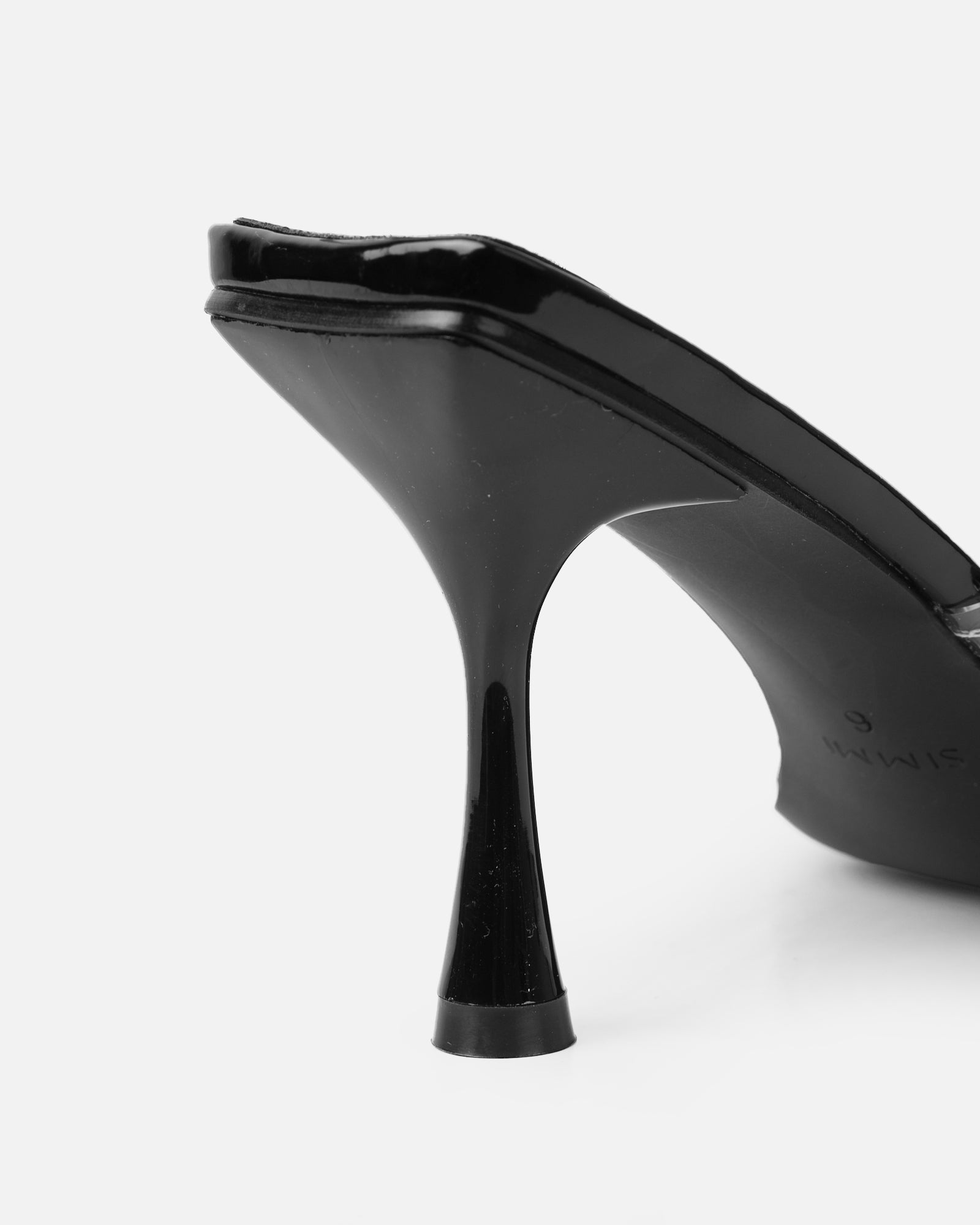 Simmi Black Diamante Mid Heel Mules