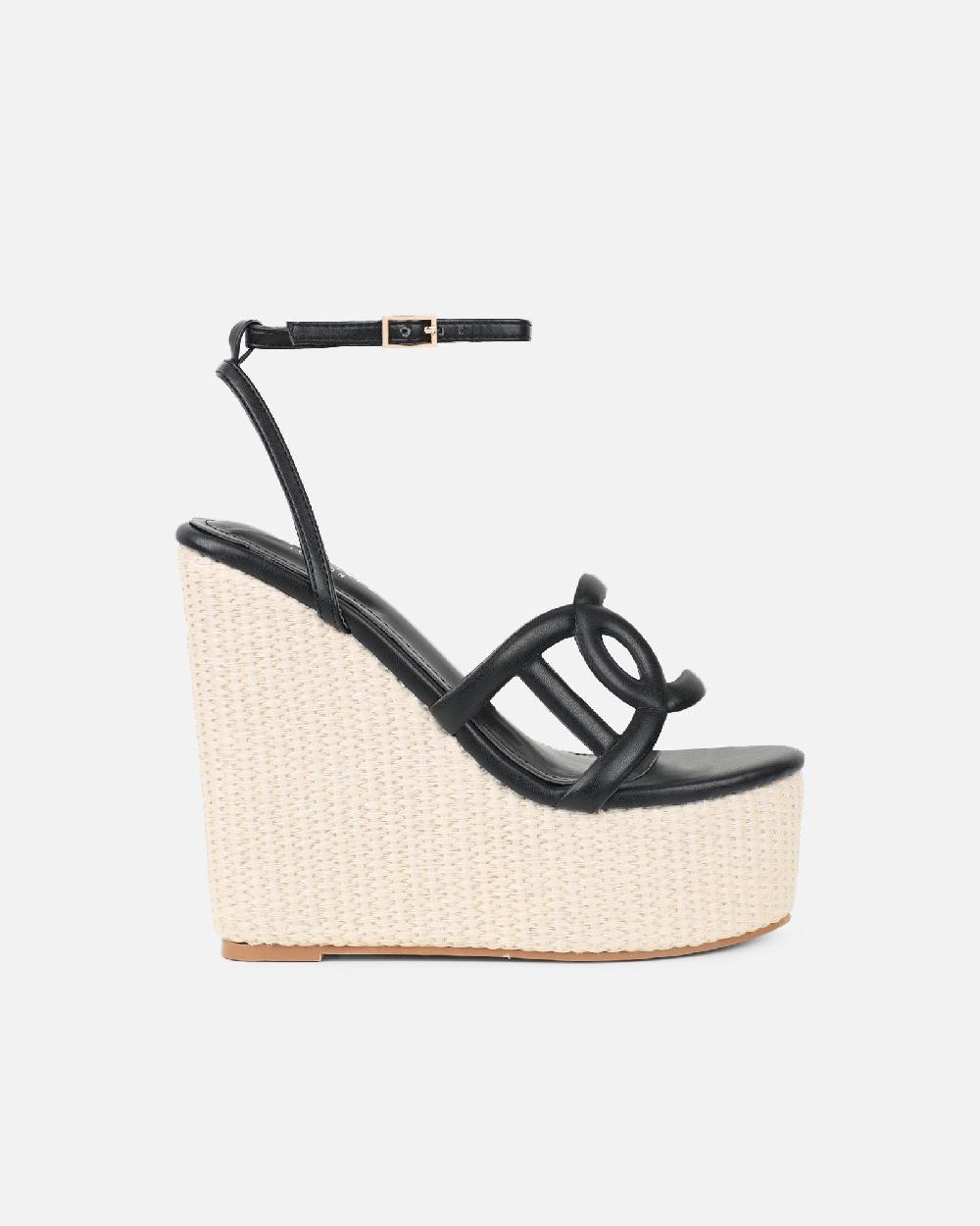 Simmi Black Espadrille Wedges