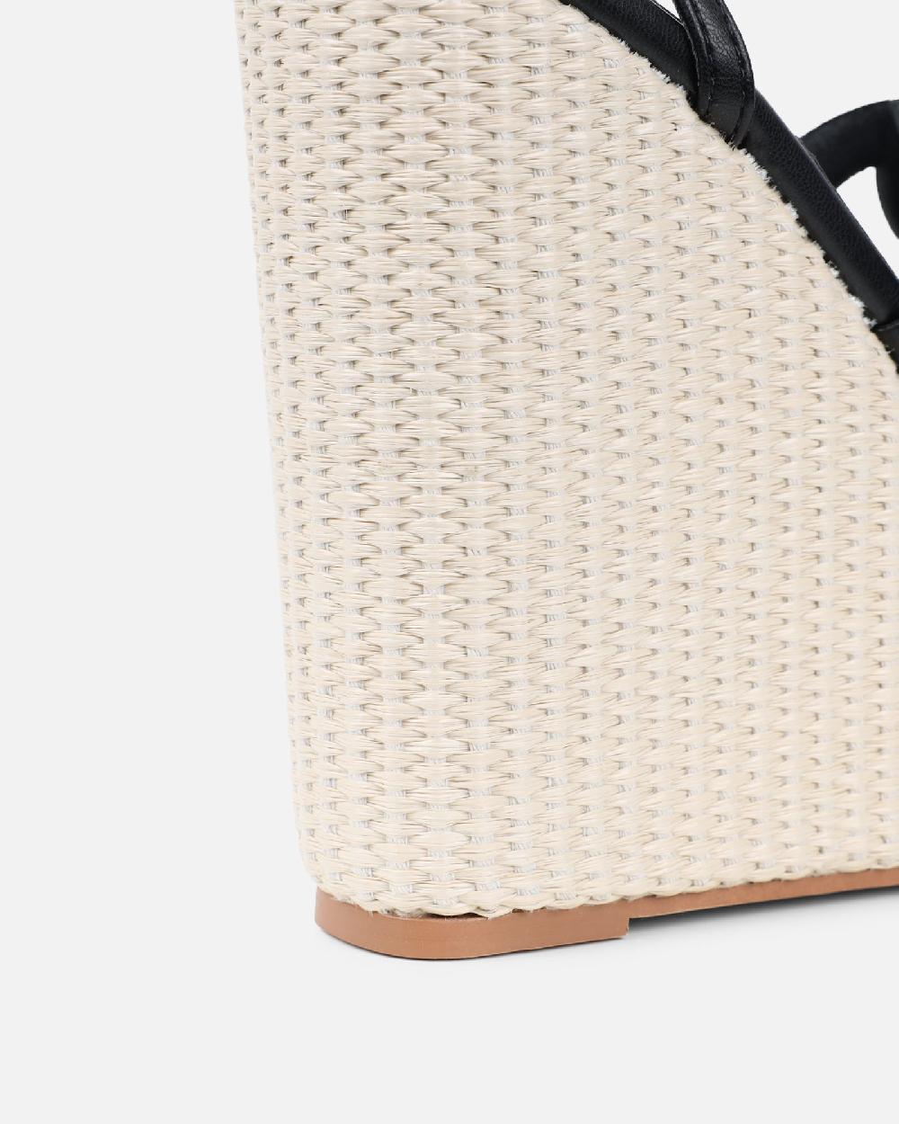 Simmi Black Espadrille Wedges