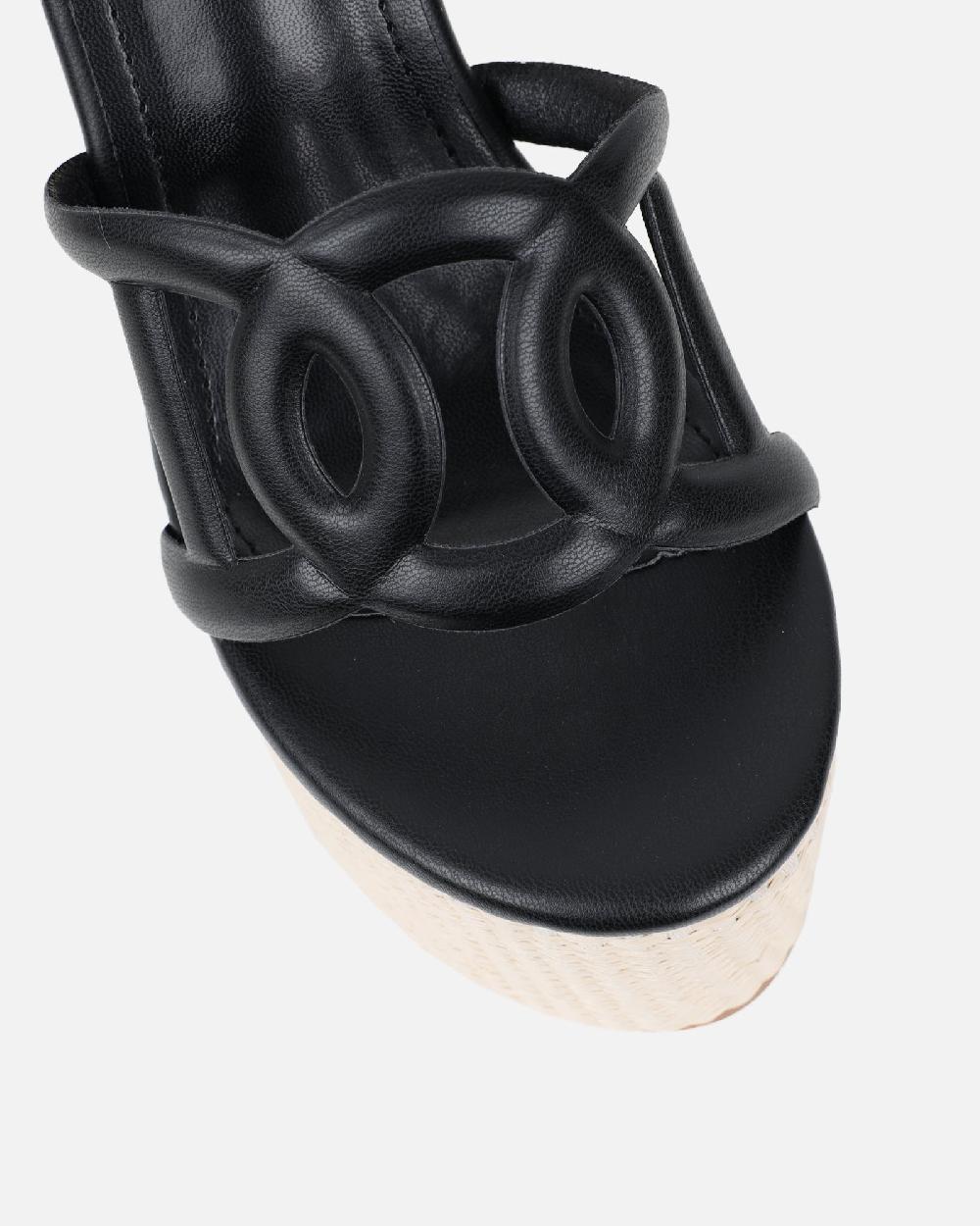 Simmi Black Espadrille Wedges