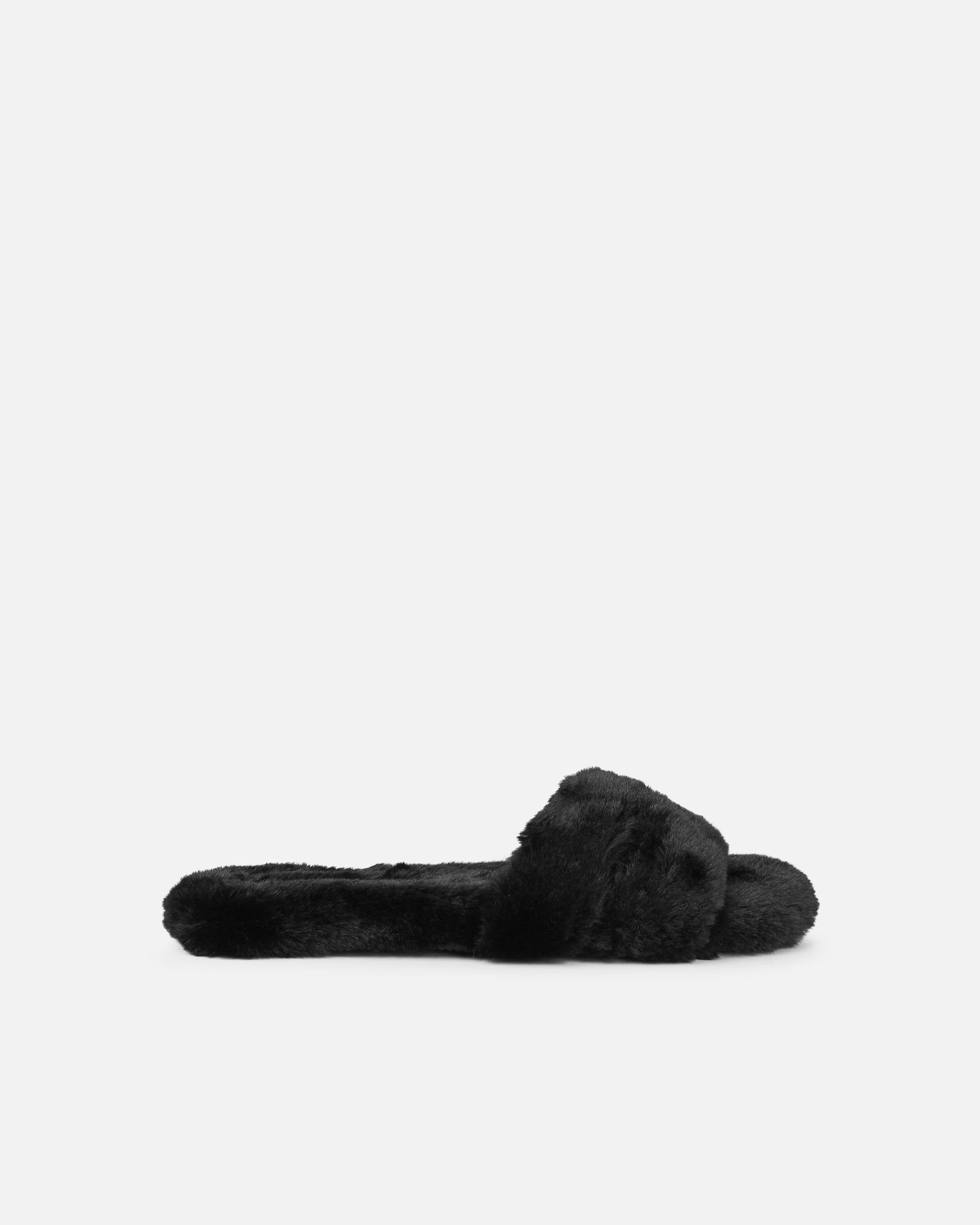 Simmi Black Faux Fur Slippers
