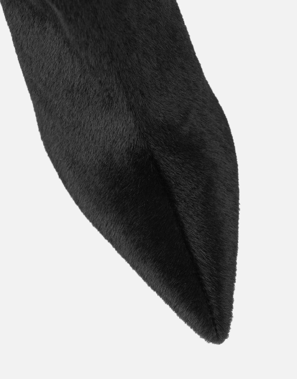 Simmi Black Faux Pony Hair Heeled Ankle Boots