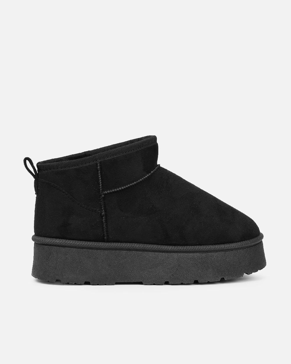 Simmi Black Faux Suede Flatform Boots