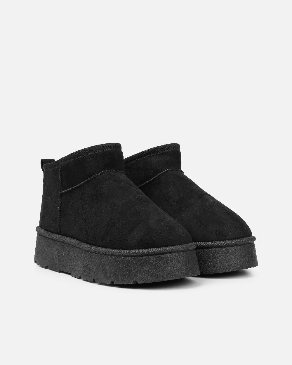 Simmi Black Faux Suede Flatform Boots