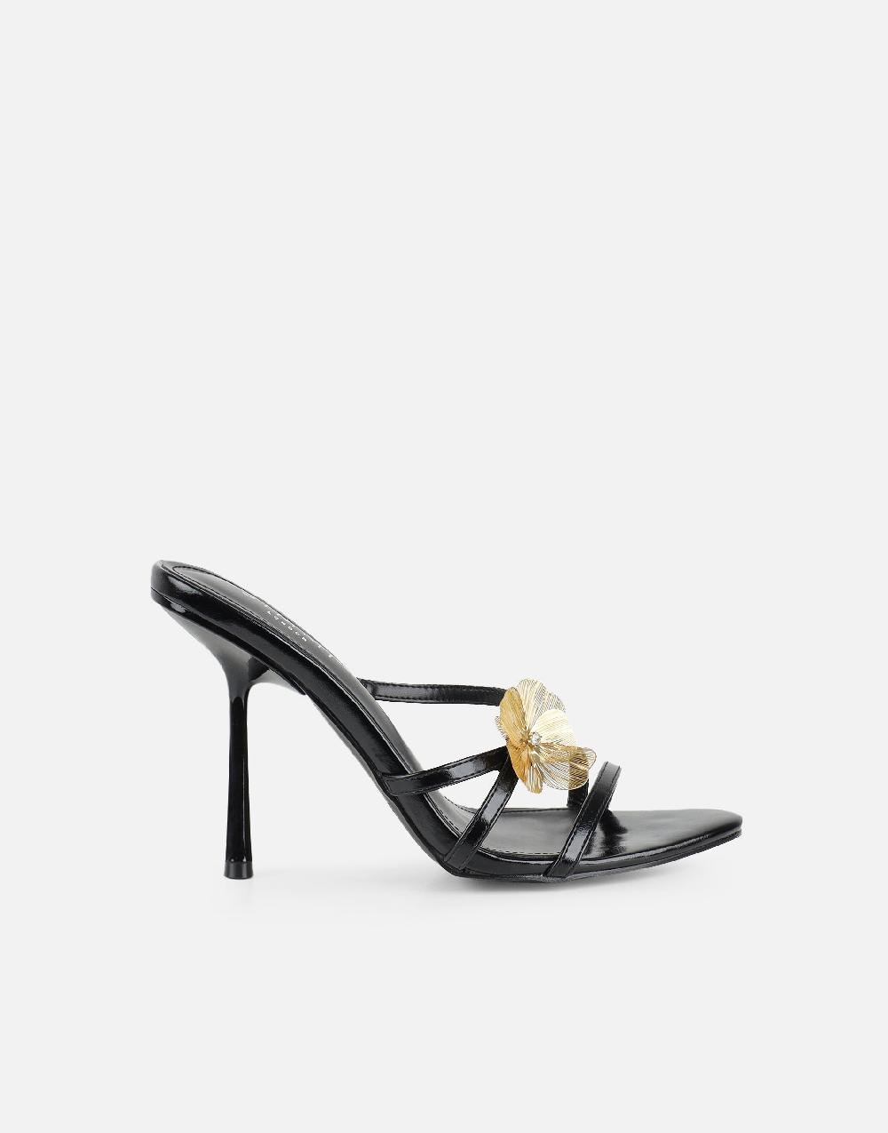 Simmi Black Flower Detail Mules