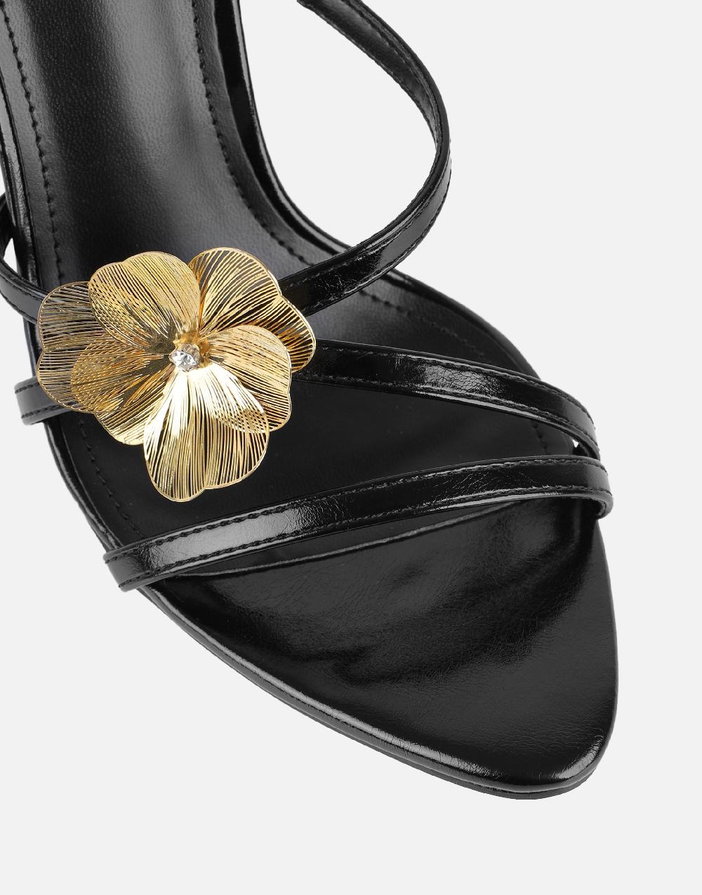 Simmi Black Flower Detail Mules