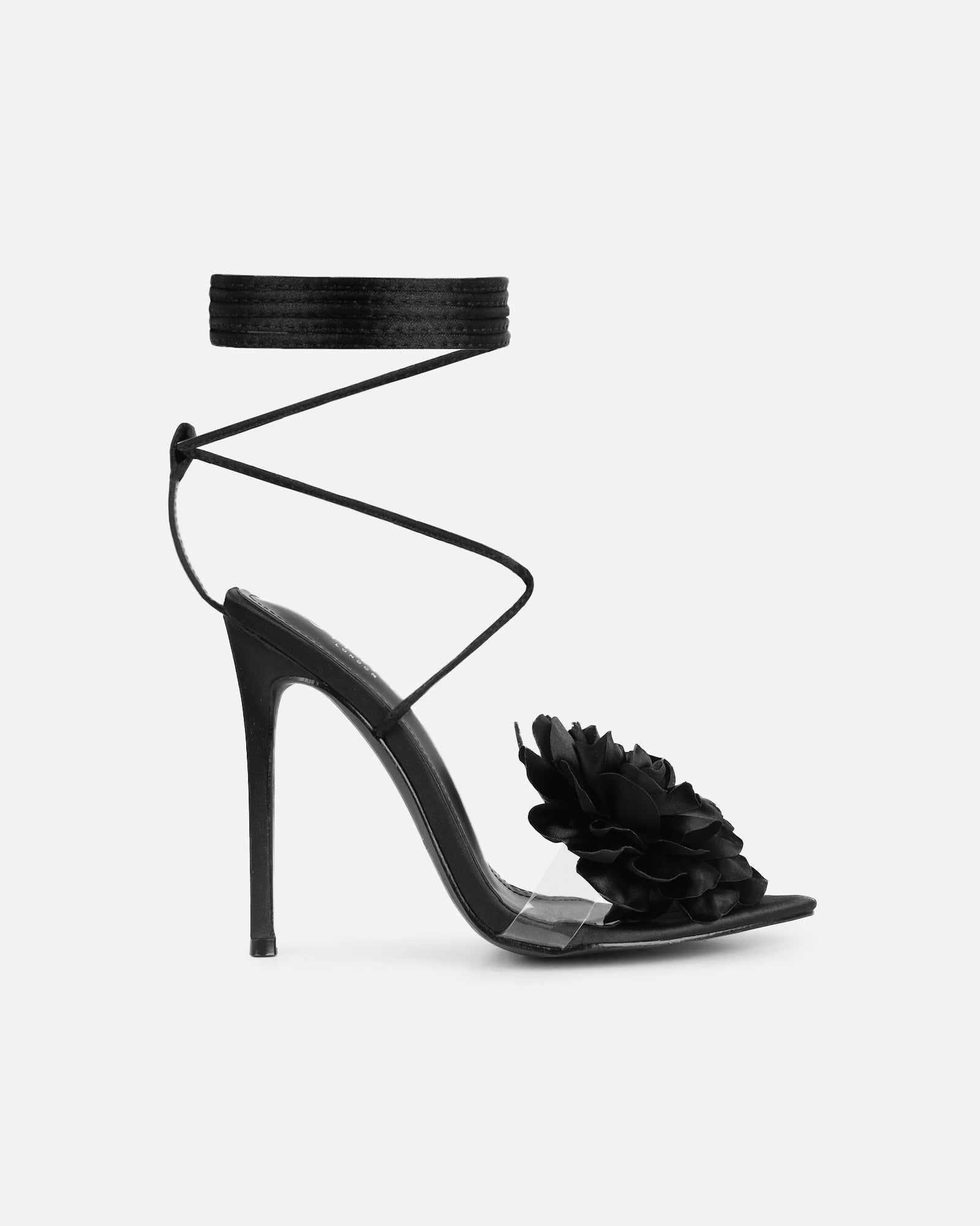 Simmi Black Flower Heeled Sandals