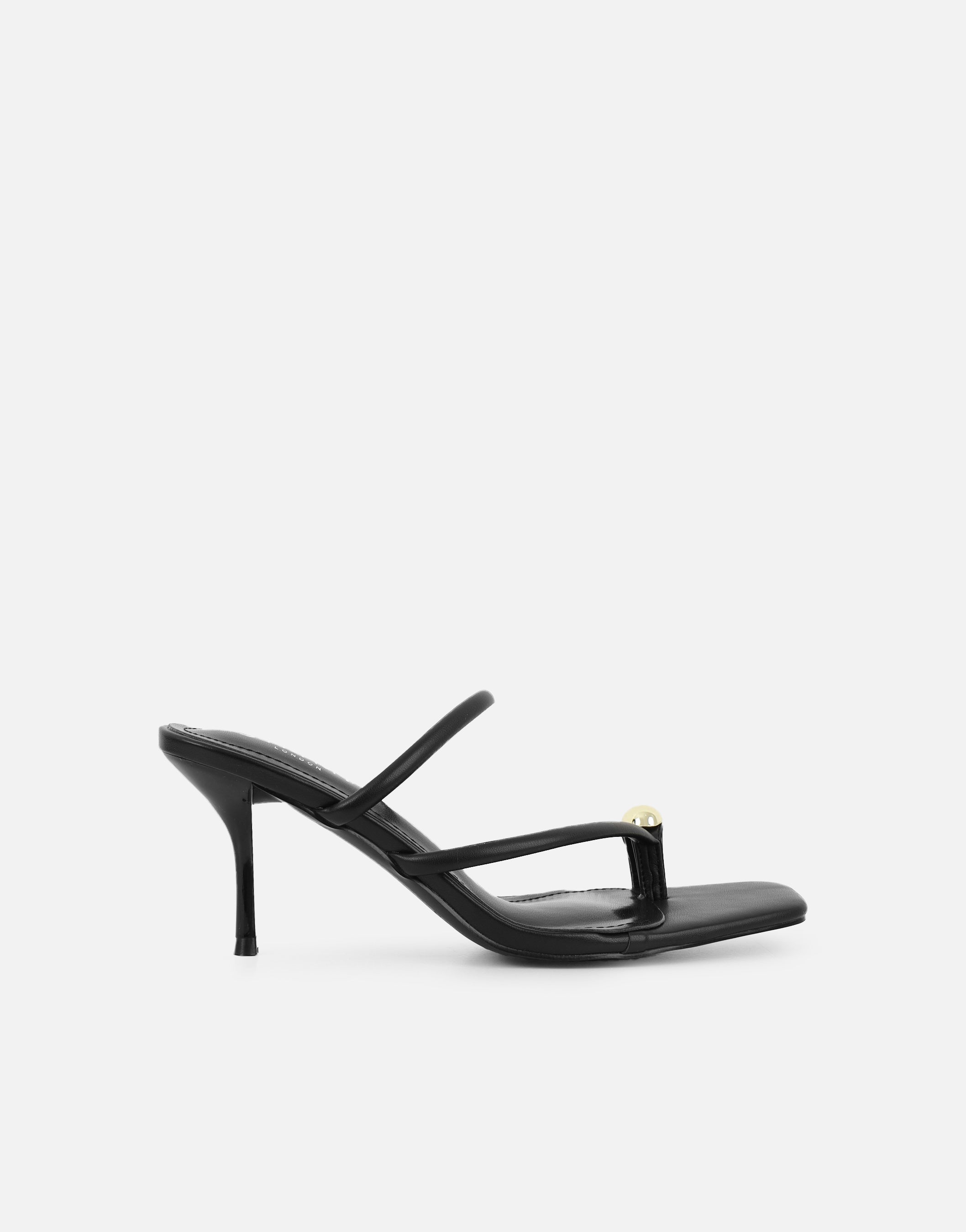 Simmi Black Gold Toe Post Detail Mules