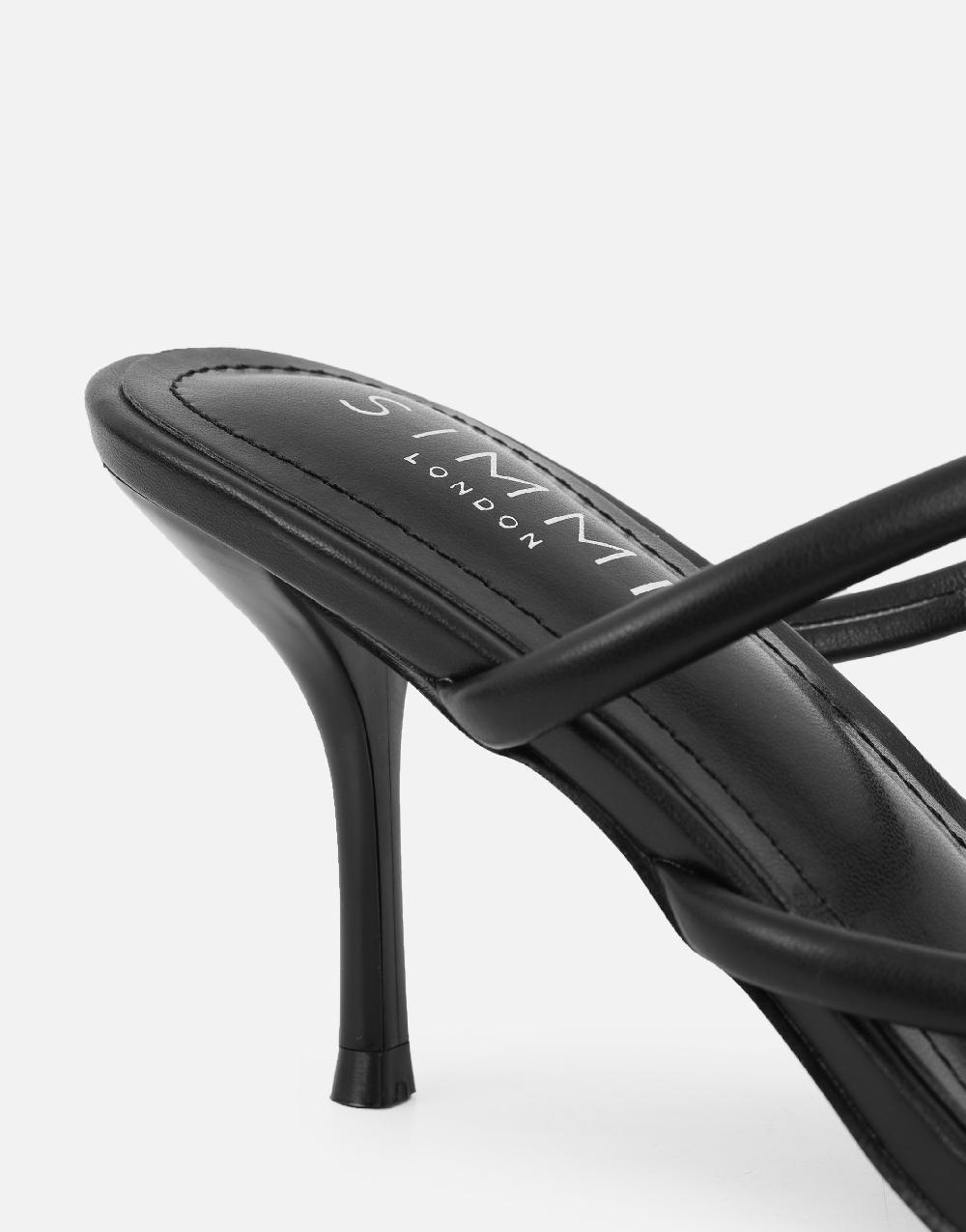 Simmi Black Gold Toe Post Detail Mules
