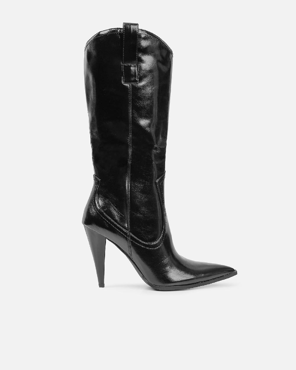 Simmi Black Heeled Western Boots