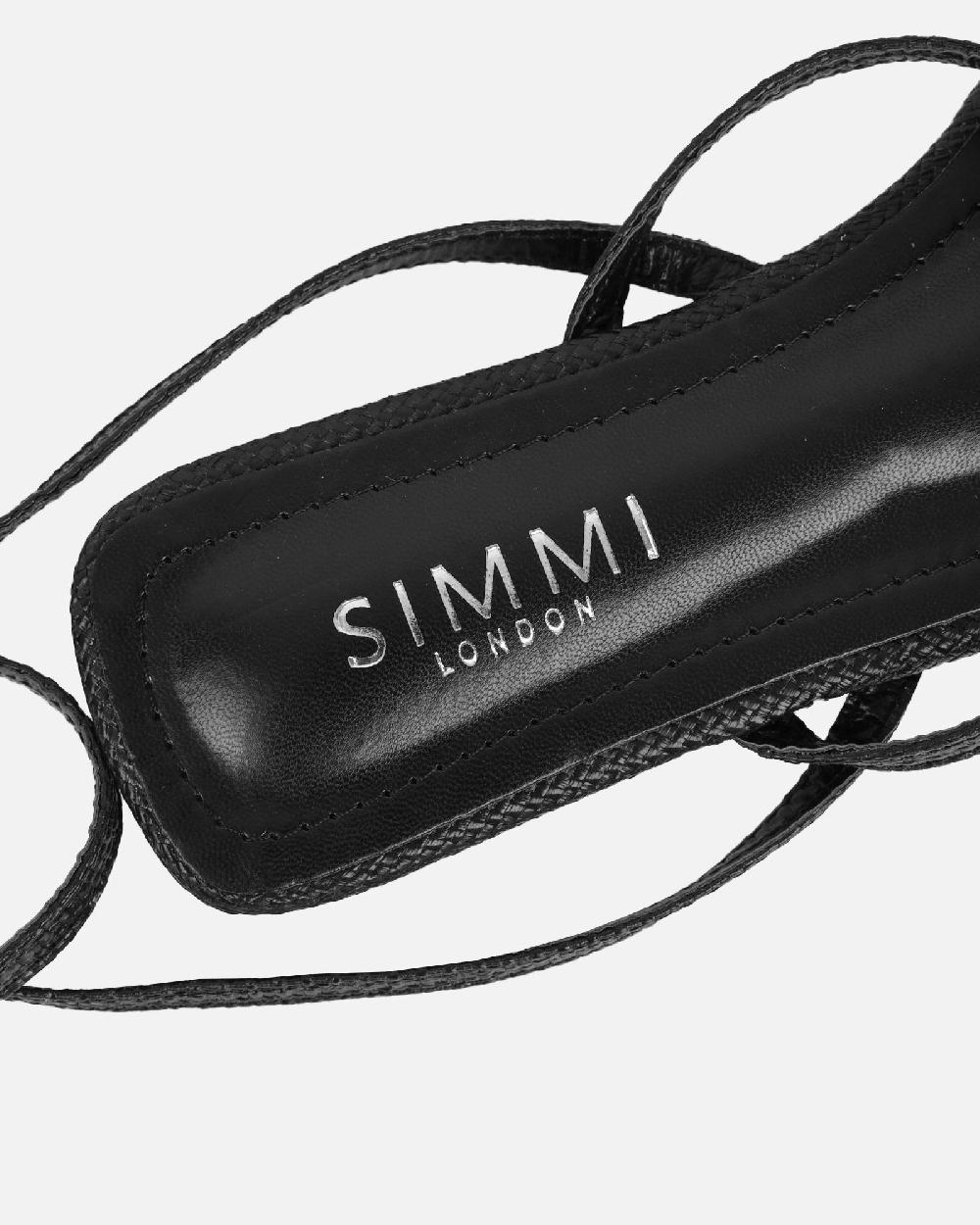 Simmi Black Hesian Flower Detail Flat Sandals